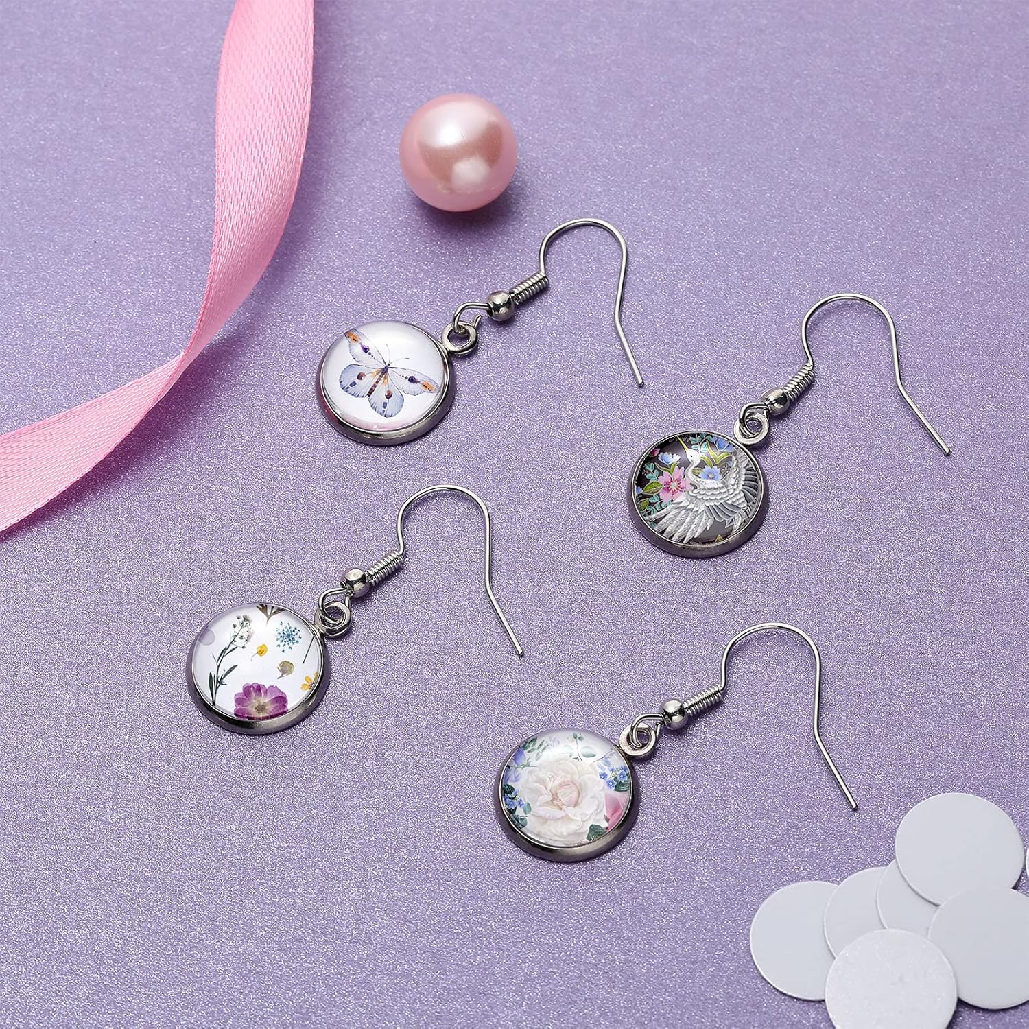 30 Pieces Round Sublimation Earrings Blanks Bulk Stainless Steel Heat Transfer Sublimation Earrings with Wire Hooks for Women Girls DIY Earring Project Transfer Printing Accessories - Image 3