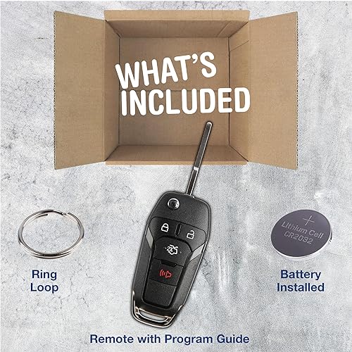 Miniatura 10 de 2 llaveros KeylessOption de repuesto para Ford Fusion 2013, 2014, 2015, 2016, 4 botones N5F-A08TAA, requiere cerrajero