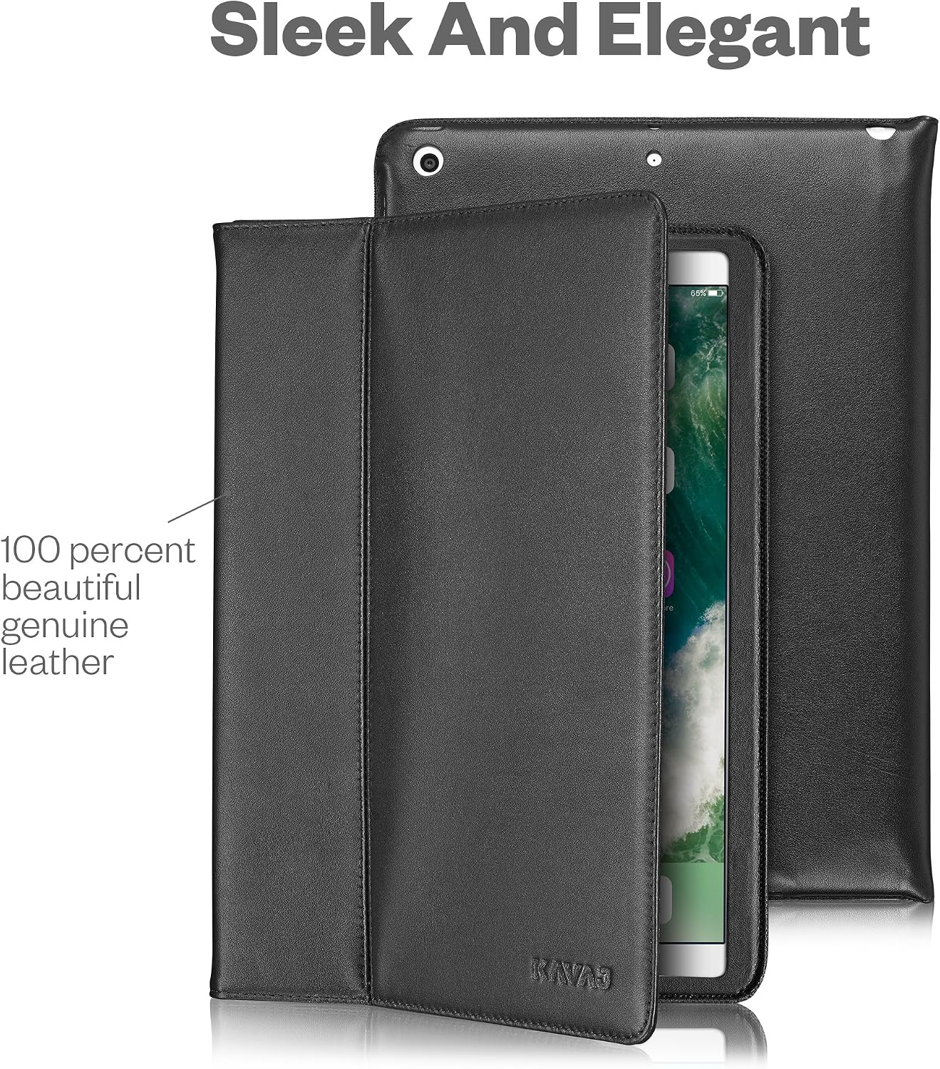 KAVAJ Case Leather Cover Berlin Works with Apple iPad 2020/2019 (8&7th Gen.) 10.2" Black Genuine Cowhide Leather with Built-in Stand Auto Wake/Sleep Function. Slim Fit Smart Folio Covers