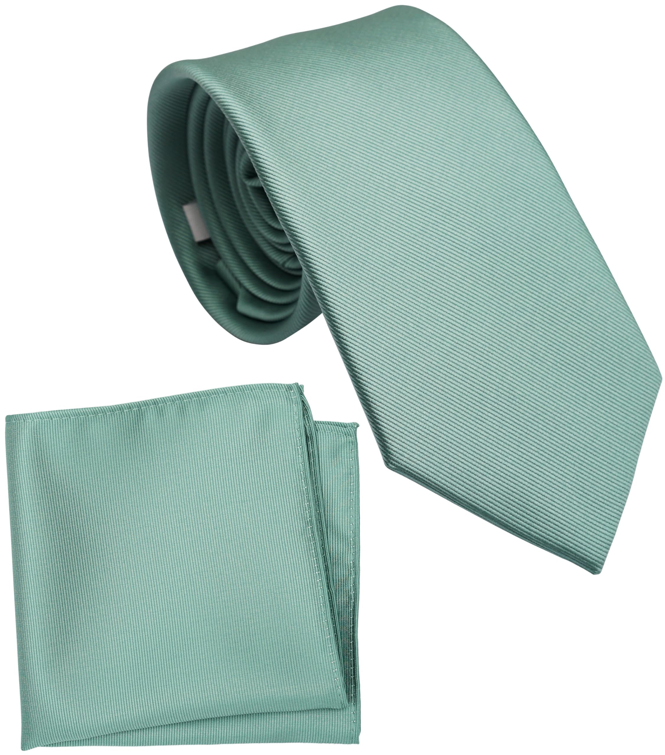 Regular Tie and Pocket Square for Men, Solid Color Necktie Set, 3.2 inch Standard Width
