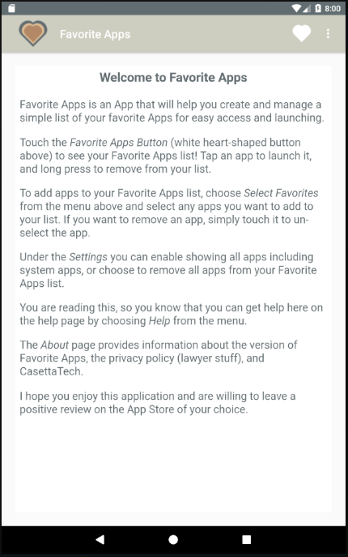 Favorite Apps - App on Amazon Appstore