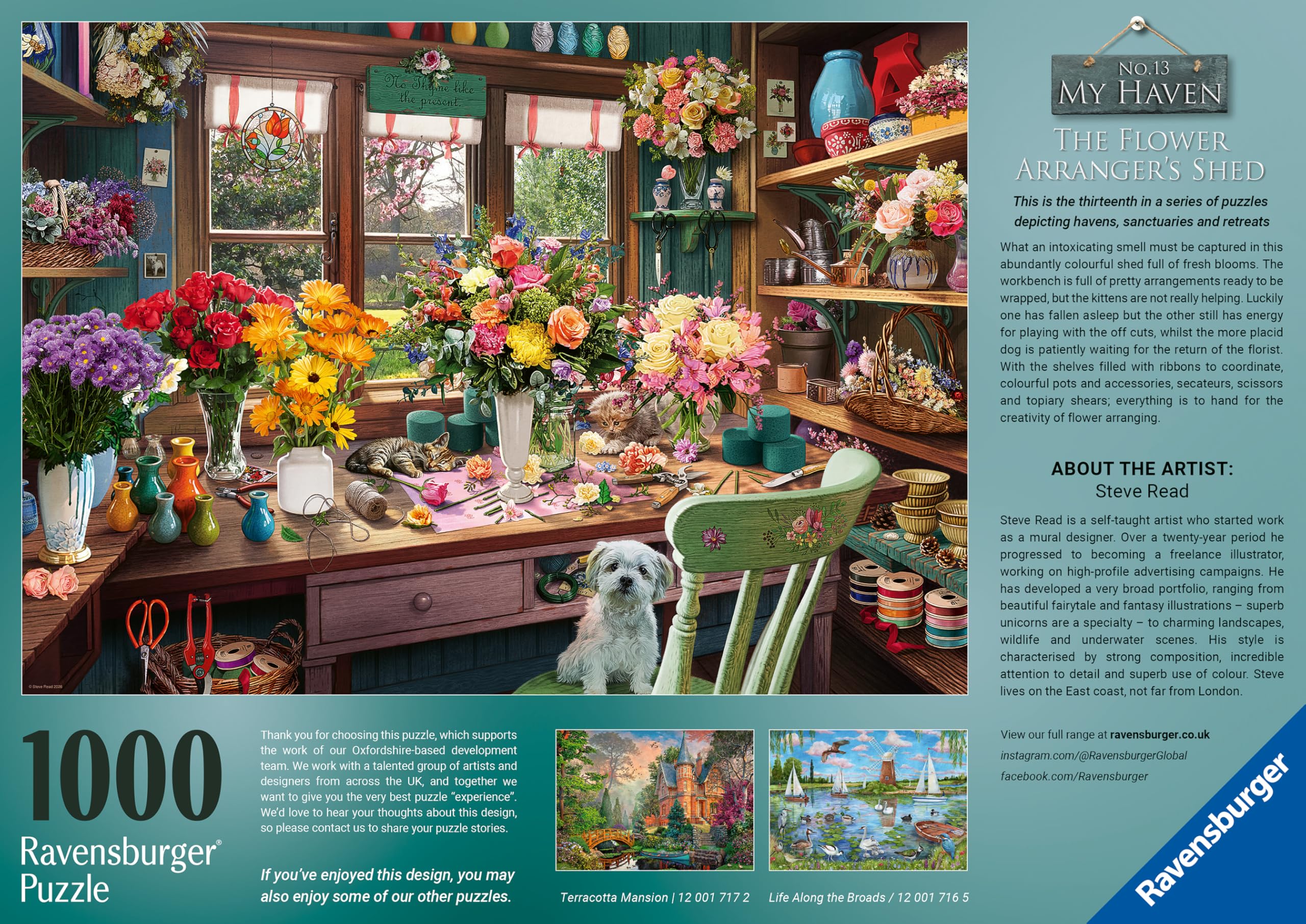Ravensburger My Haven No.13 - The Flower Arranger’s Shed 1000 Piece Adult Jigsaw Puzzle by Artist Steve Reed - Image 4