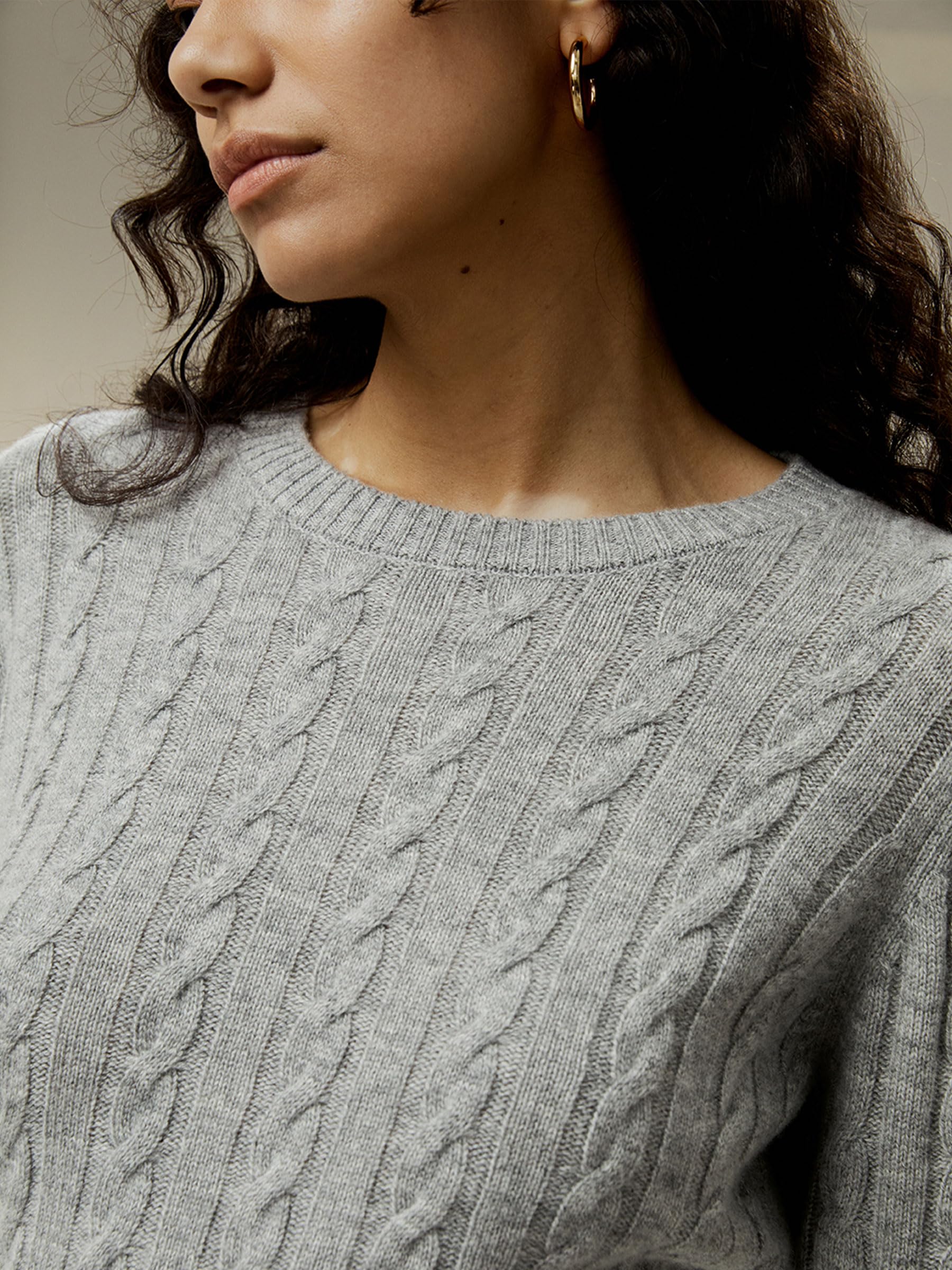 LilySilk Wollkaschmirpullover für Damen, klassischer Pullover im Preppy-Stil mit geripptem Zopfmuster, für Herbst und Winter