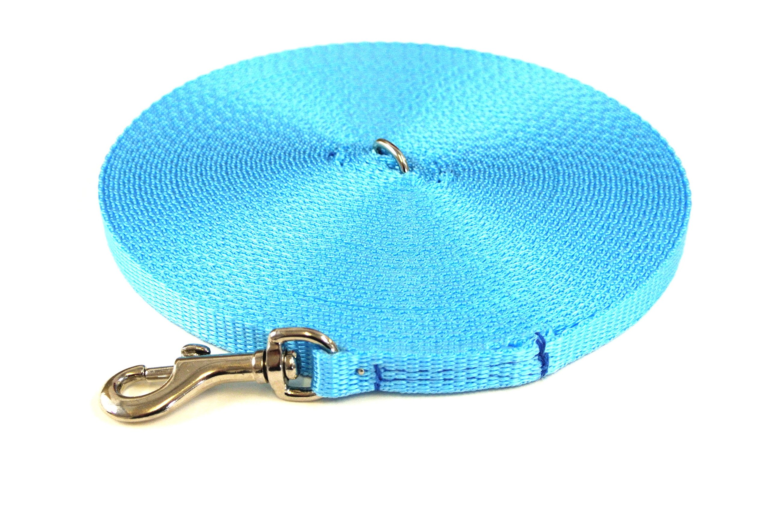Puppy Training Lead Small Dog Recall Obedience Training Leash 30ft (9m) in 13mm Strong Webbing in (Sky Blue)