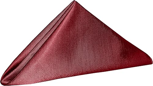 Miniatura 2 de Ultimate Textile Holiday Red Reversible Shantung Satin Cloth Dinner Napkins - 20" x 20" (Set of 24) Washable Polyester Cloth Napkins with Serged