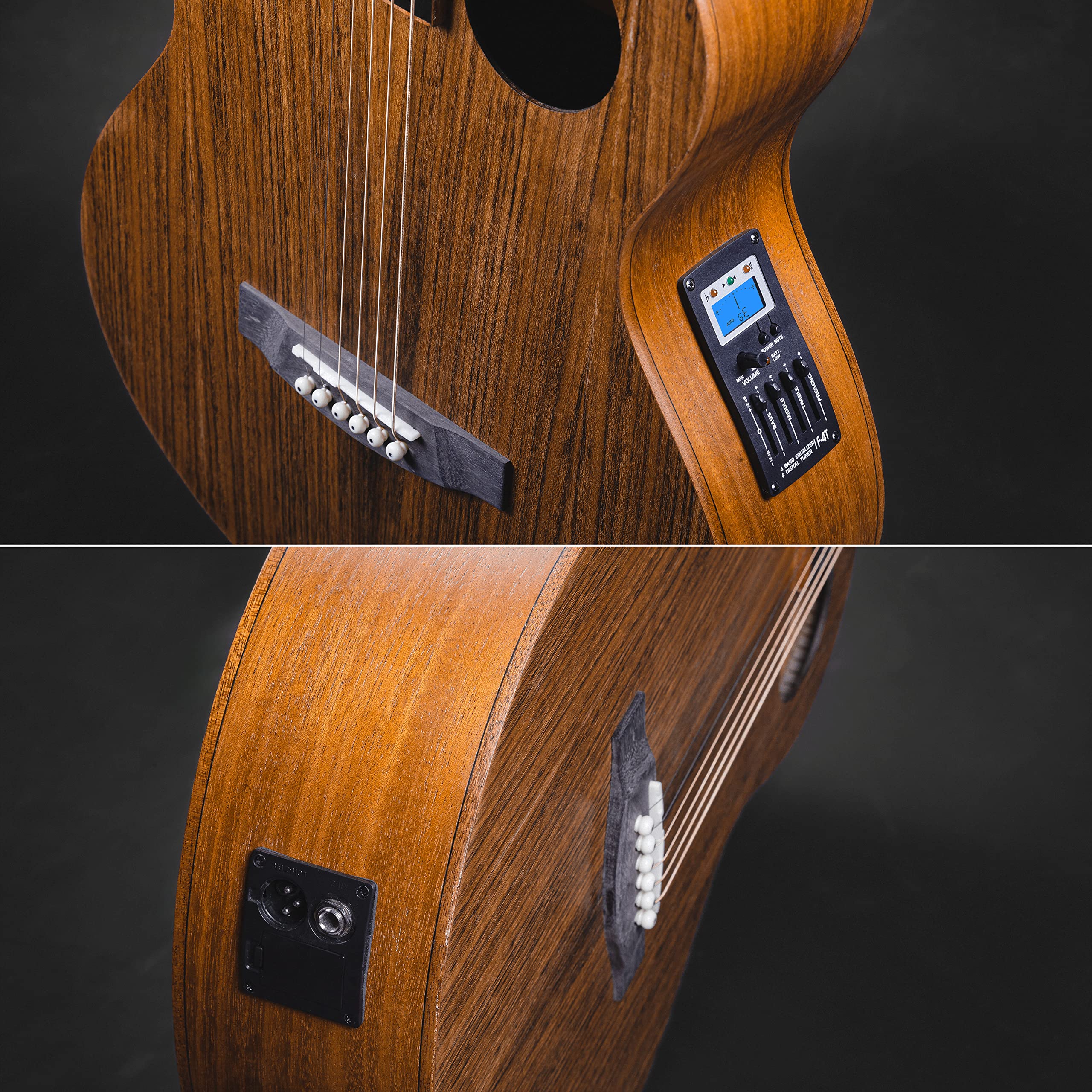 Lindo Chitarra elettroacustica Neptune SE V2 per mancini in noce nero con preamplificatore e custodia imbottita