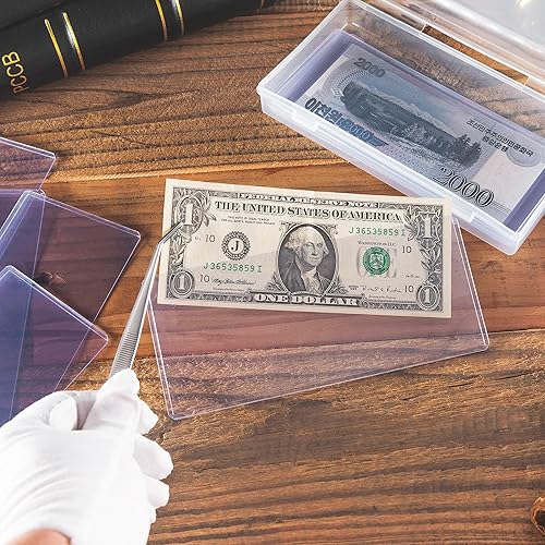 Vista 24 de Uncle Paul PN03L60 - 60 soportes para dinero de papel transparente, 6.8 x 2.9 pulgadas, protector de billetes de PVC transparente, fundas para 60