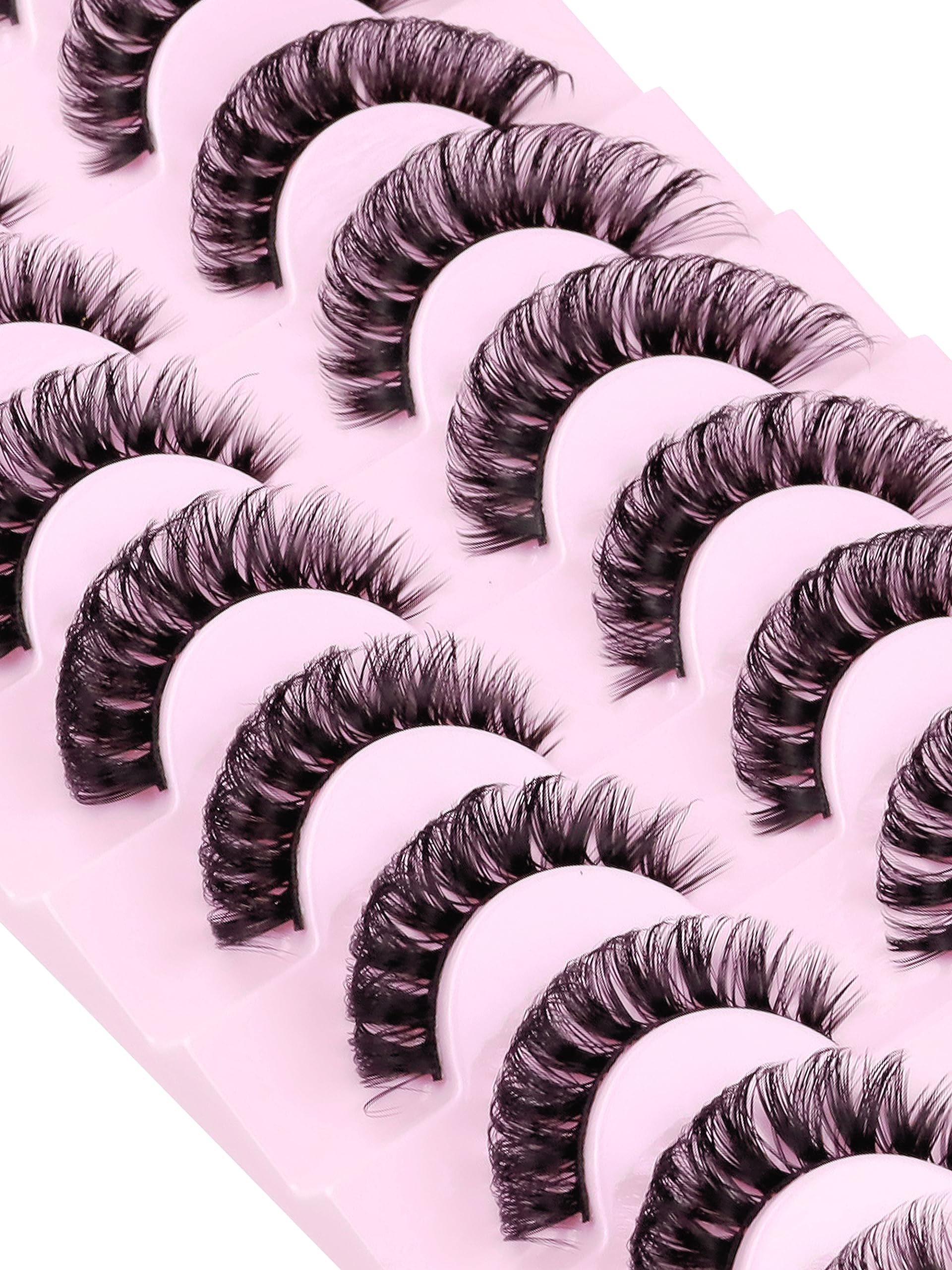Eyelashes Russian Strip Lashes 10 Pairs Pack D Curl Lashes Fluffy Wispy 3D Effect Hybrid Fake Eyelashes Lashes Natural Look