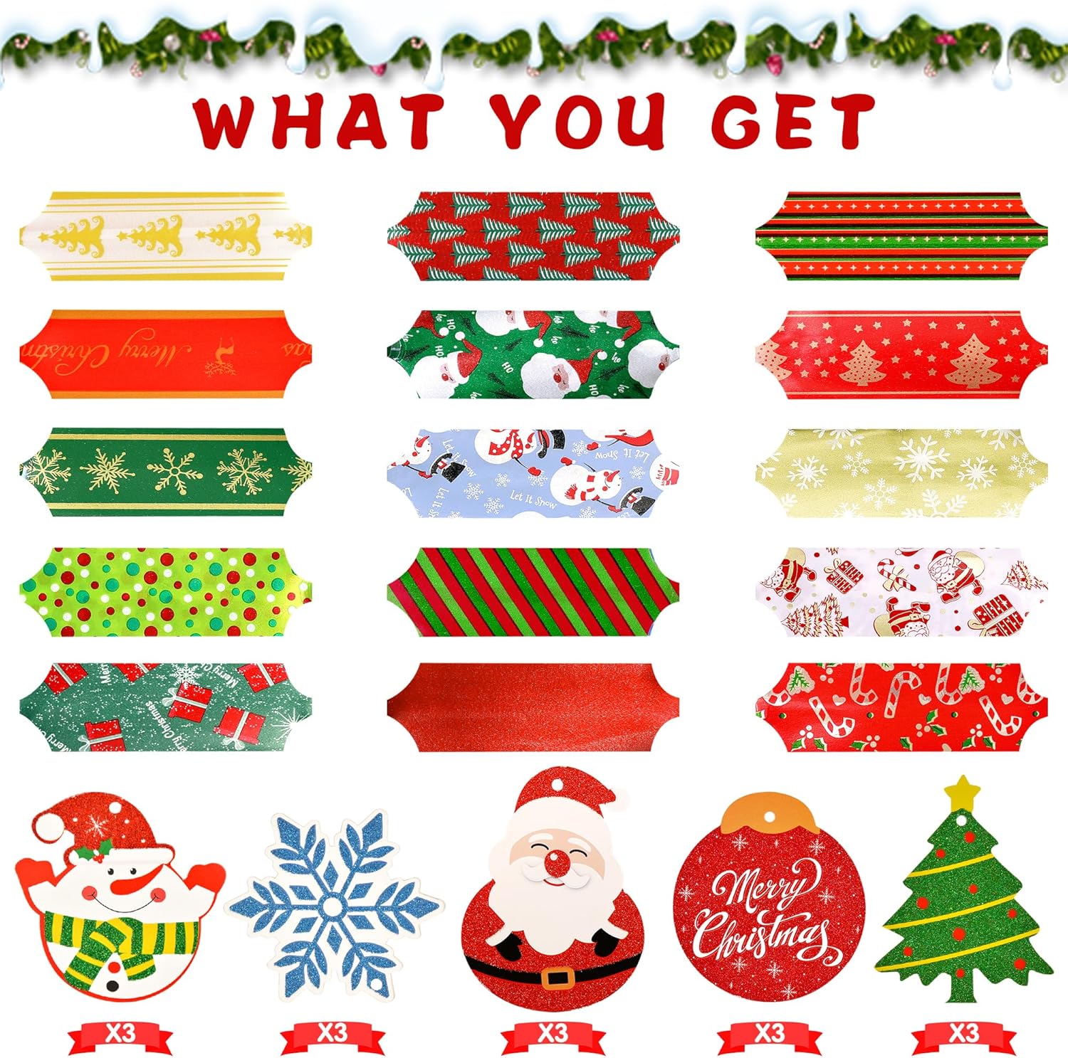 30Pcs Christmas Bows & Glitter Christmas Gift Tags with String, Large Gift Bows Ribbon Pull Bows for Gift Wrapping, Present Bows for Xmas Gifts Birthday Holiday Decorations - Image 2