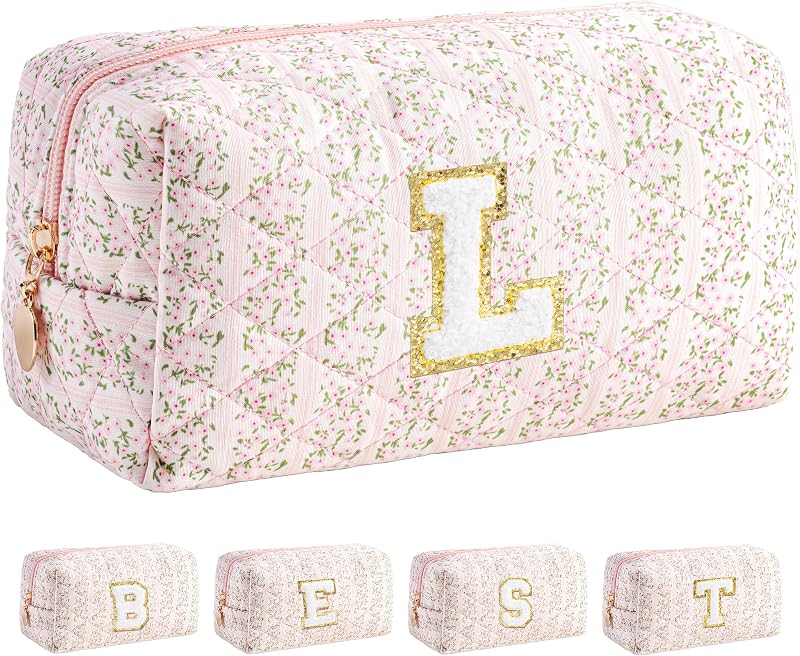 Necessaire de maquiagem HBselect com estampa Pink Flower e fechamento por zíper