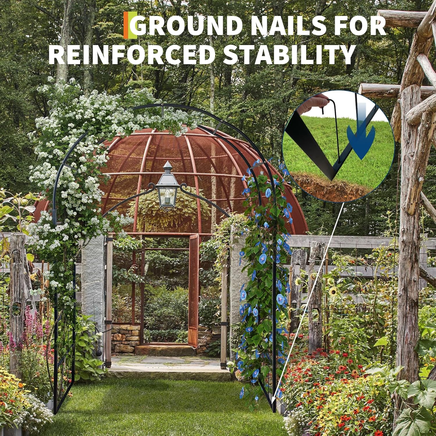 87" x 60" Heavy Duty Metal Garden Arbor Arch Trellis, Weather-Resistant Black Decorative Outdoor Archway for Weddings, Climbing Plants, Patio, Lawn, Backyard & Pathways