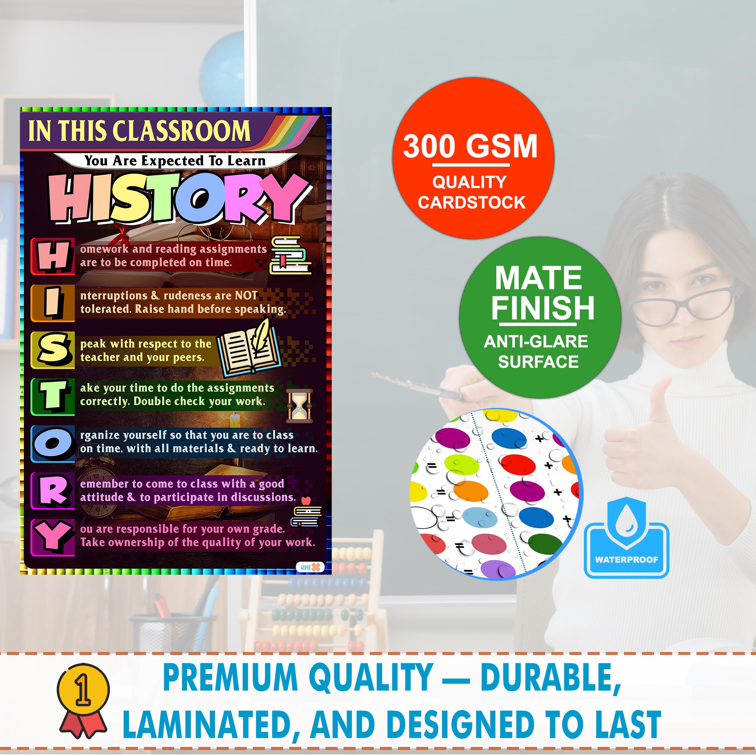 Classroom History Rules Poster - Educational Decor, Ideal for High School, Middle School, Teachers Gift, 16x24 - Image 3