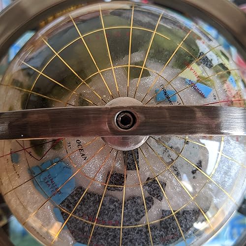 Miniatura 6 de Unique Art - Globo de mundo con forma de remolino de perlas puras de 10 x 6 pulgadas con trípode plateado