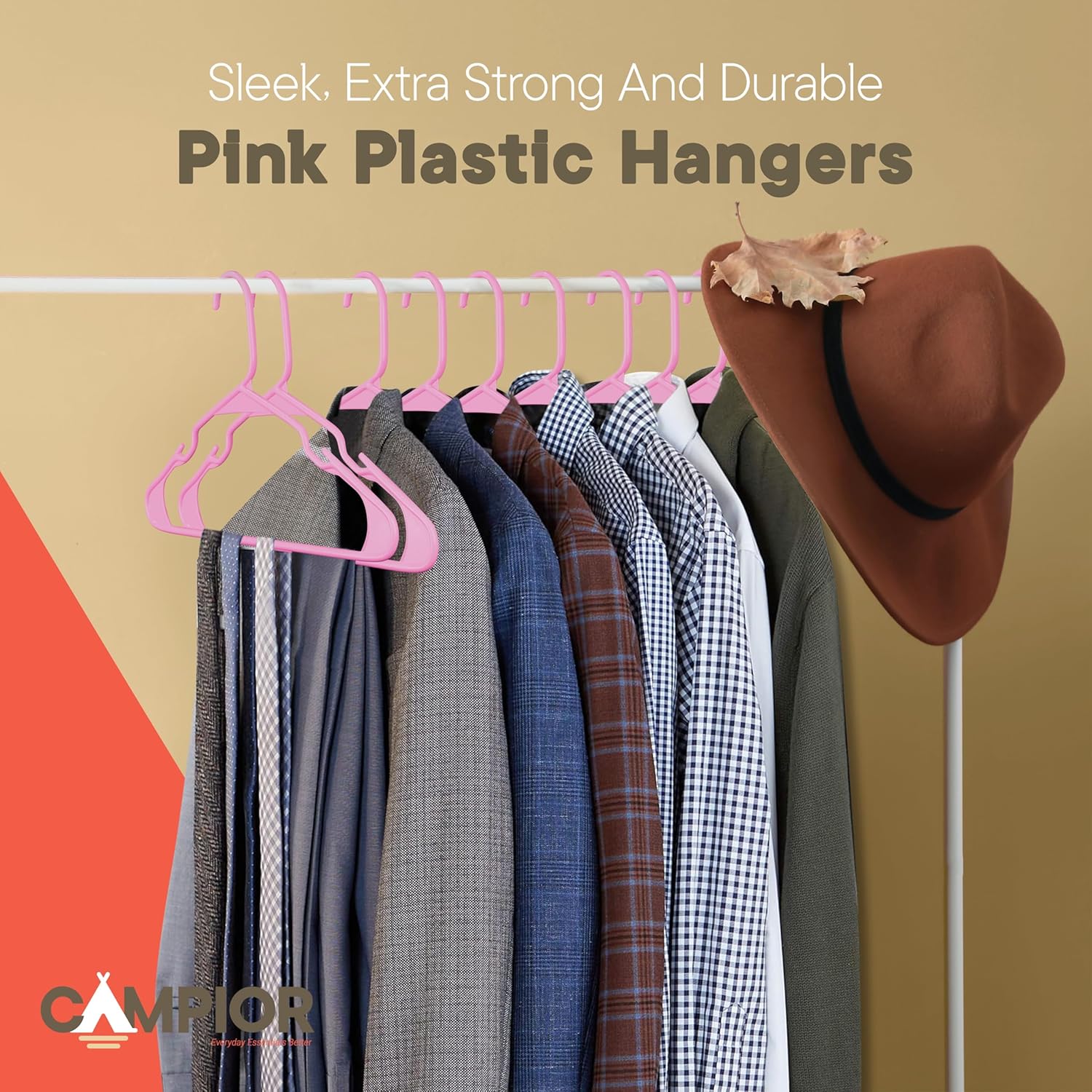 Pink Plastic Hangers 80 Pack– Heavy-Duty Plastic Hangers Slim and Space-Saving, Durable and Lightweight PP with Non-Slip Shoulder Notches for Slip Dresses, Suits, Jackets & Camisoles