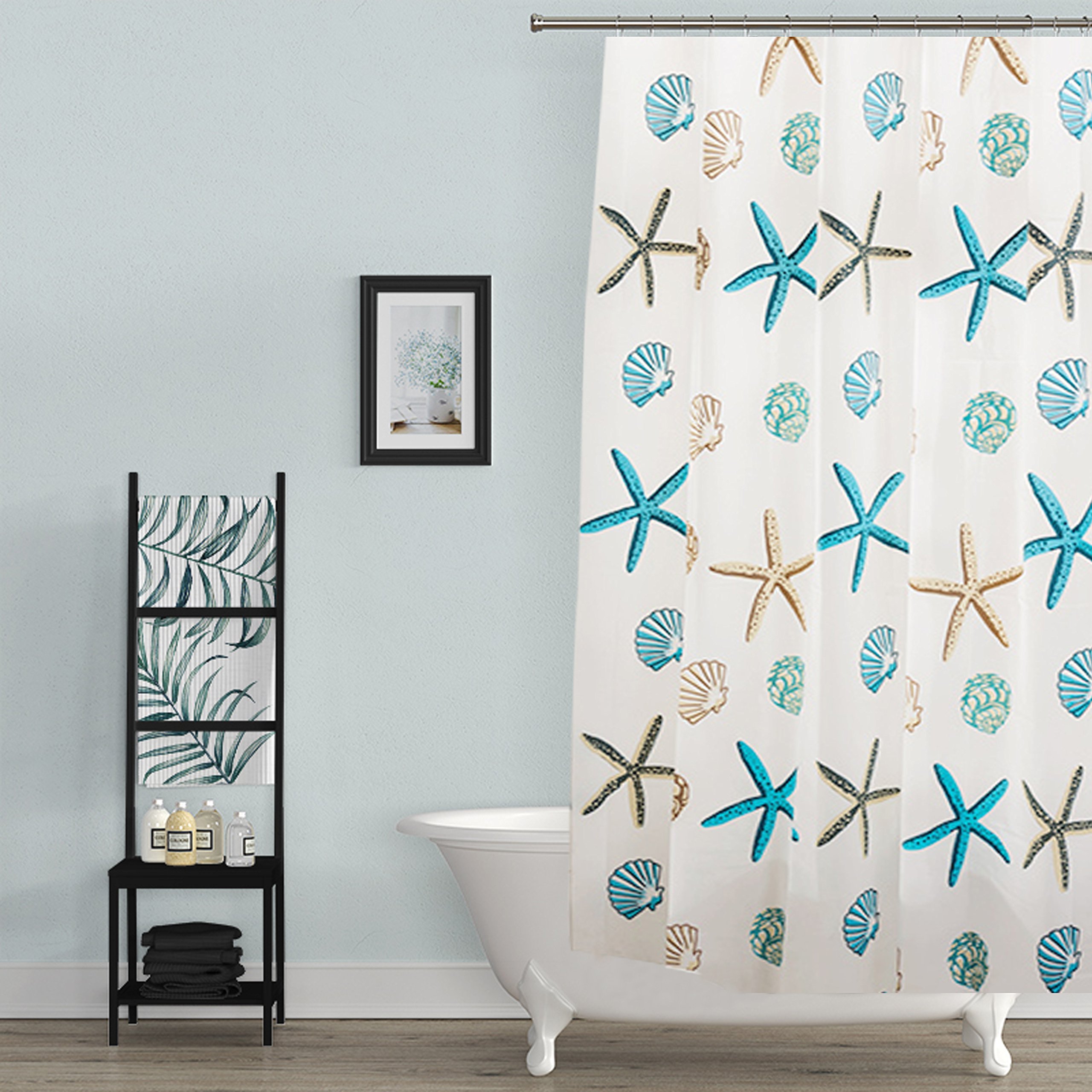 BSTT Cortinas de Ducha antimoho y Lavables PEVA Estrella de mar Cortina de baño Decorativa para el hogar y el Hotel 120 x 180 cm
