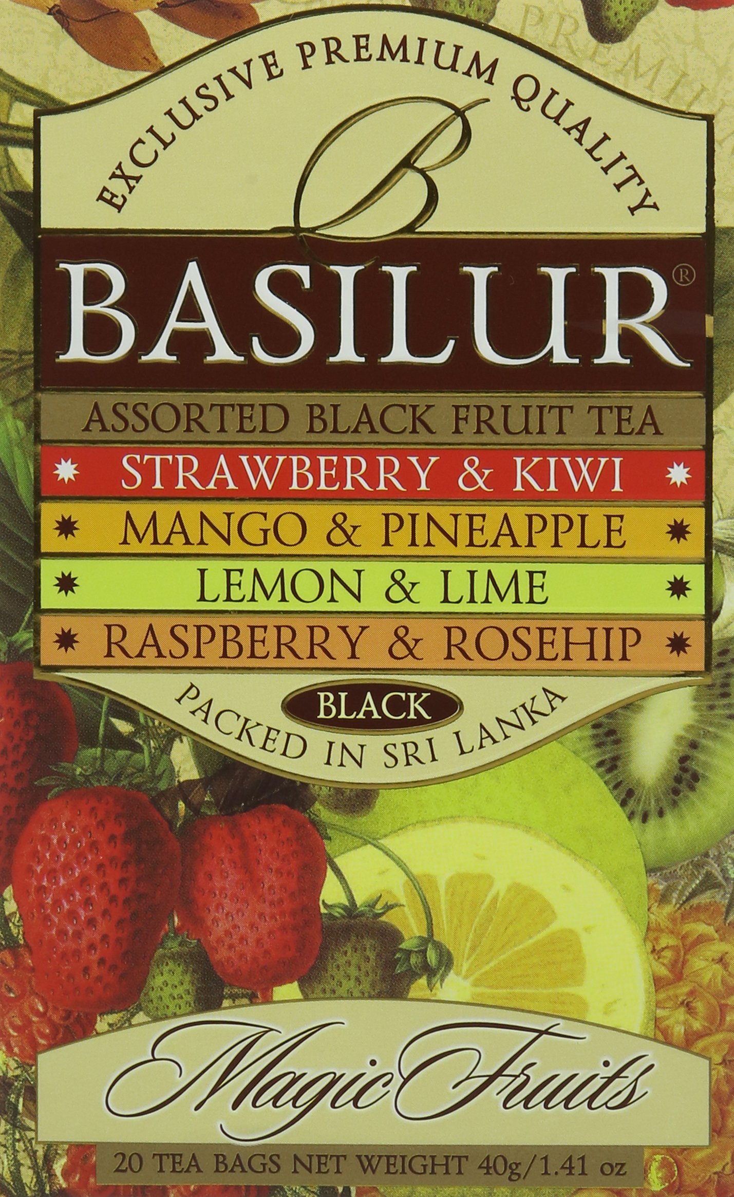 BasilurMagic Fruits Black Fruit Foil Enveloped 25 Teabags of 2 g, Assorted