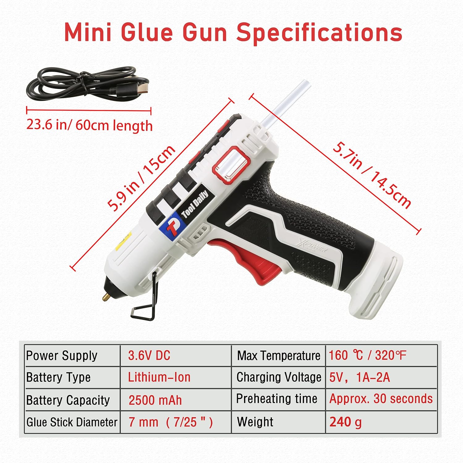 Cordless Hot Glue Gun, Fast Preheating Glue Gun Kit with 20 Pcs Mini Glue Gun Sticks, USB Rechargeable Smart-Power-Off Hot Melt Glue Gun for Quick Repairs, Arts, Crafts, DIY and Festival Decorations : Arts, Crafts & Sewing