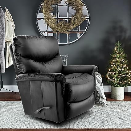 LA Z BOY American Imported James Single Seater Manual Soft Leather Reclina Rocking Recliner Sofa | Relaxing Chair | Home Office Living Bed Room | 10 Years Warranty | Black