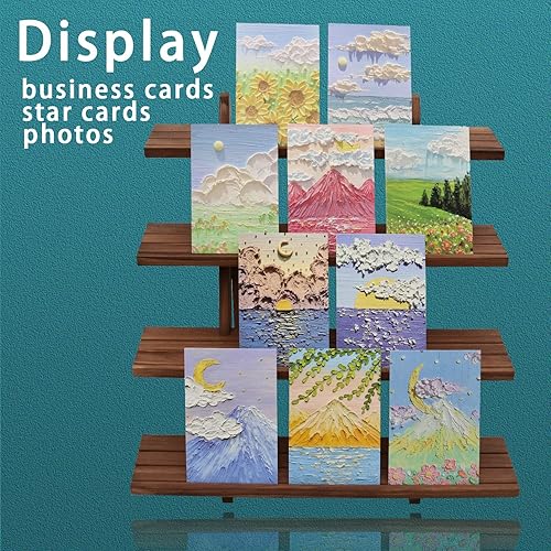 Miniatura 5 de Auroal 51 soportes de exhibición de aretes de madera de 4 niveles, aretes elevadores de exhibición al por menor, soporte de soporte para anillos,