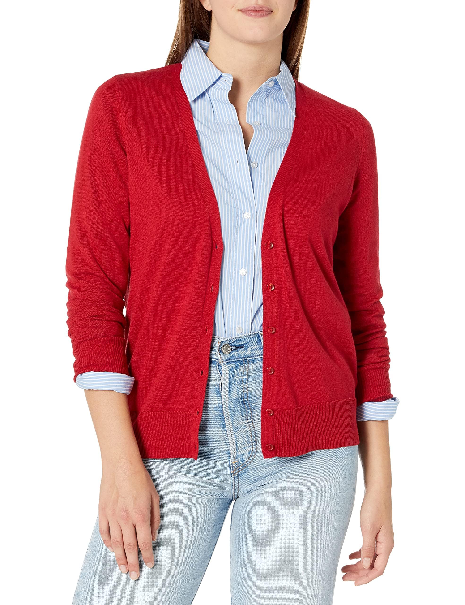 Amazon Essentials Damen Leichter Cardigan mit V-Ausschnitt (in Übergröße erhältlich)
