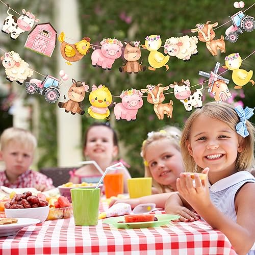 Miniatura 7 de 2 pancartas de fiesta de animales de granja, decoraciones de fiesta de granja con recortes de animales de granja para temática de granja, fiesta de