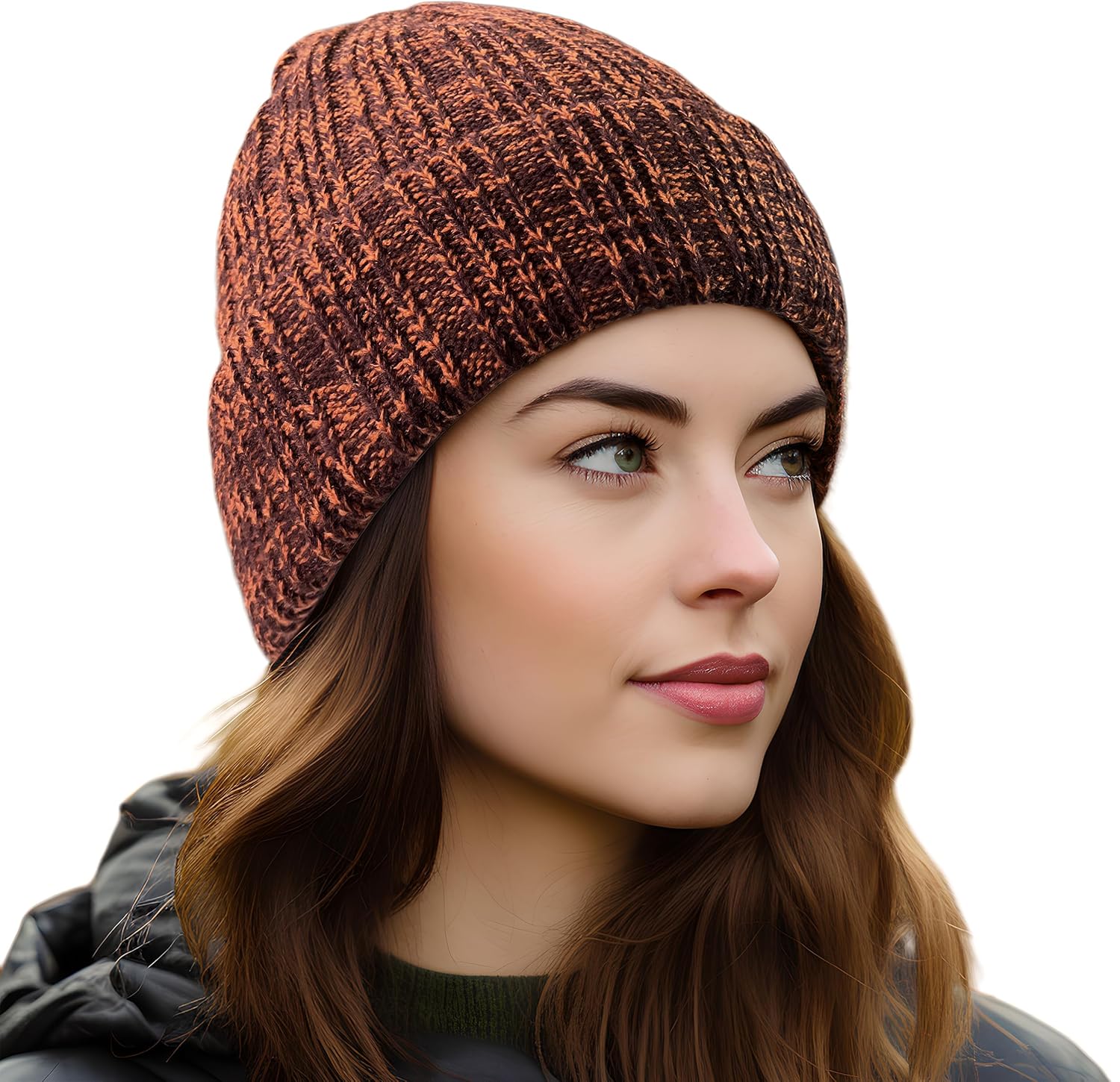OUTDOOR SHAPING Fleece Lined Knit Cuffed Beanie Winter Hats for Women Men Soft Ski Skull Cap
