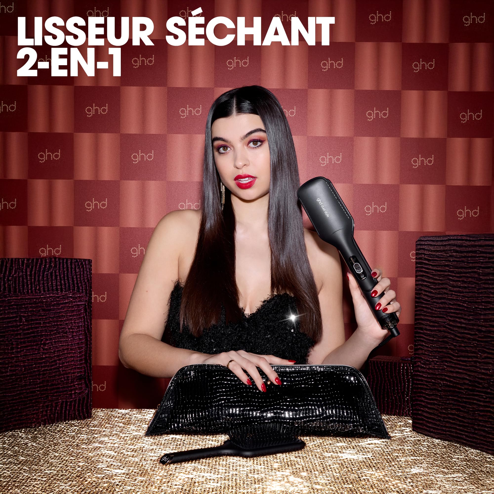 ghd - Coffret Lisseur séchant ghd Duet Style - Lisseur Séchant 2-en-1 (Noir) - Brosse et pochette incluses - Sèche et lisse en simultané sans dommage ni frisottis - S'utilise sur cheveux mouillés
