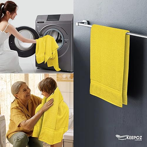 Miniatura 7 de Juego de 4 toallas de baño de algodón de primera calidad de 600 GSM, (30 x 54 pulgadas), extra grandes, ligeras y altamente absorbentes, de secado