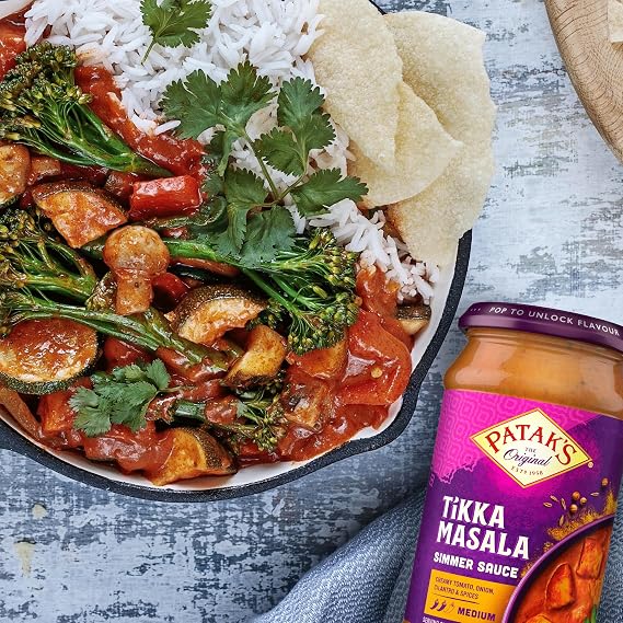 Patak's Tikka Masala Simmer Sauce, Medium-Spiced Curry with Yogurt, Tomatoes & Spices, Gluten-Free & Vegetarian Indian, Perfect for Quick & Easy Chicken, 15 oz Jar, 3-Pack
