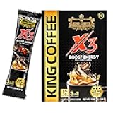 King Coffee 3in1 X3 Instant Vietnamese Coffee Packets, Box 12 sticks x 0.95 oz (27g), Boost Energy Cafe Mix, Perfect for Powerful Day (1)