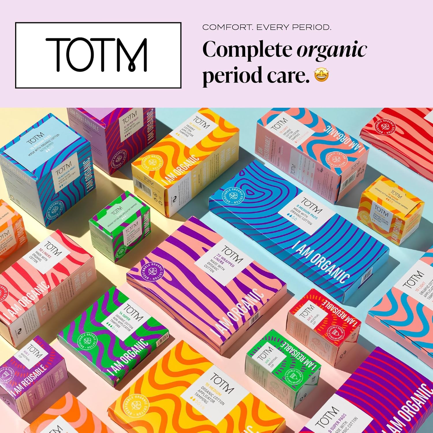 TOTM Organic Cotton Day Pads, Pack of 10