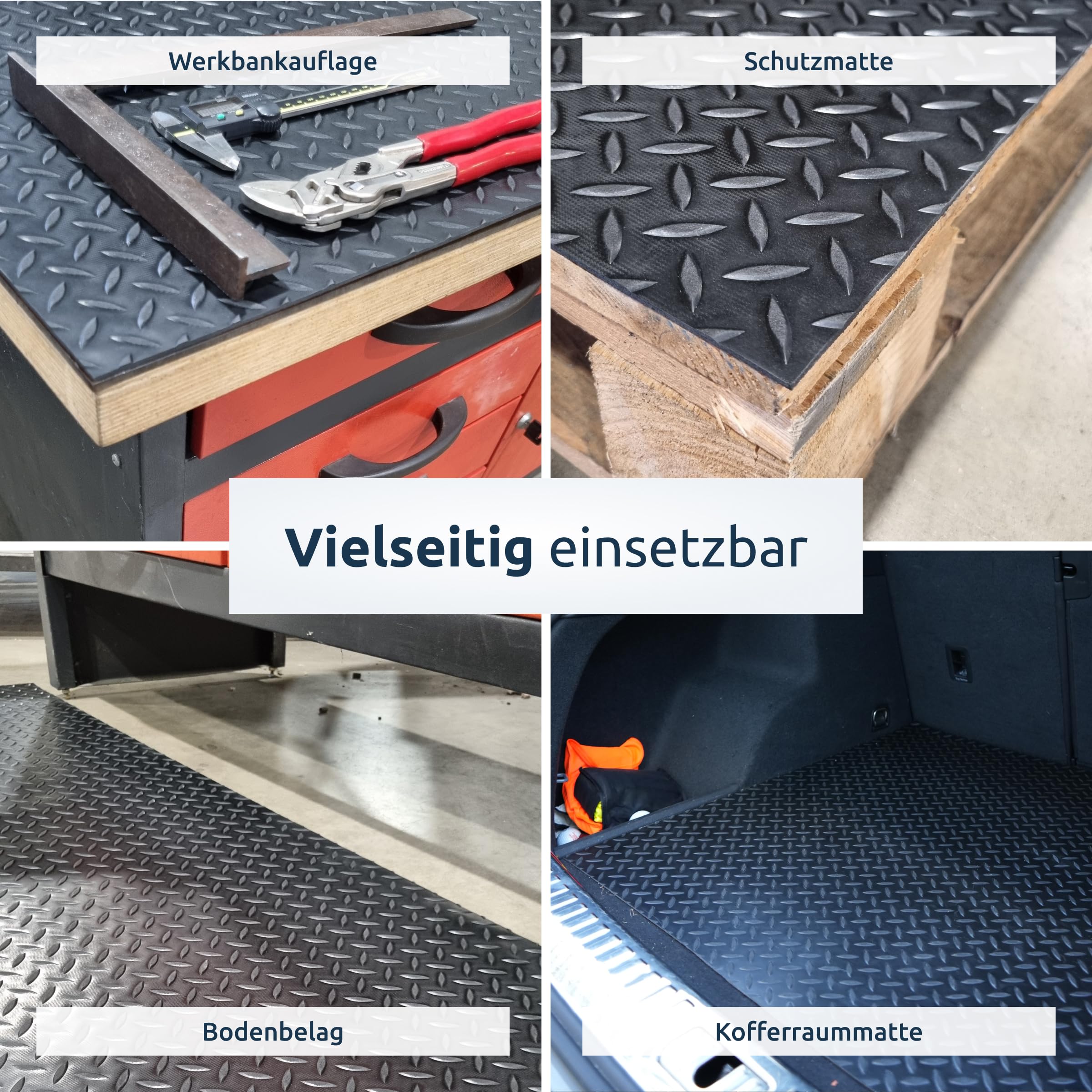 diconfa Gummimatte Diamant Tränenblech 3mm DICK, 2m BREIT, 3m LANG | Antirutschmatte NACH Maß - BREITE 0,1 bis 2,0m - LÄNGE 0,1 bis 10m - GRÖßE: 200cm x 300cm - GERUCHSARM Gummiläufer