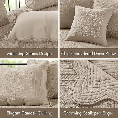 Vista 16 de Madison Park - Ropa de cama de lujo para todas las estaciones con faldón, fundas a juego, almohada decorativa Blush