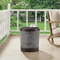 Vista 2 de Ball & Cast Juego de 1 mesa auxiliar de cuerda de cáñamo, mesa auxiliar de concreto, taburete de dos tonos