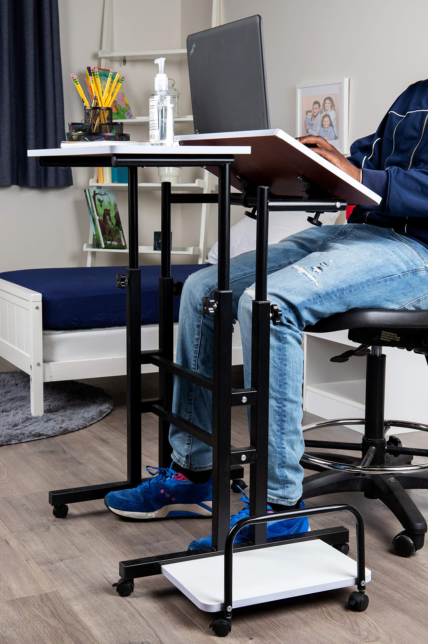 Buy Mind Reader Mobile Sitting Standing Desk Rolling Reversible Home