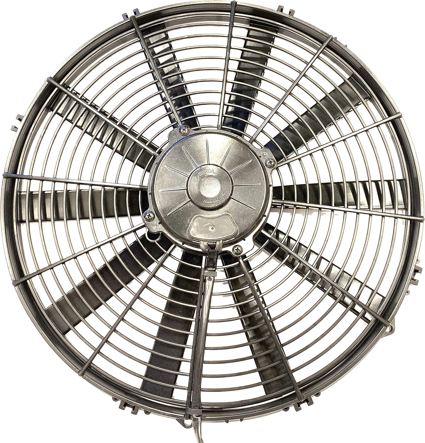 Rear view of the SPAL 16-inch puller fan
