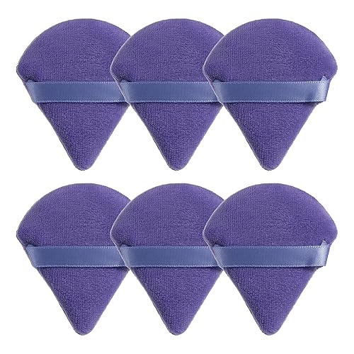 MOTZU 6 piezas de polvo para polvo facial, esponja de maquillaje triangular, almohadillas triangulares de terciopelo de algodón para ajustar,