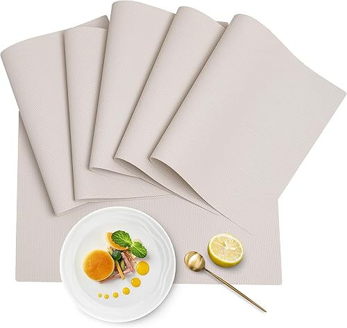 Miniatura 9 de Juego de 4 manteles individuales de grado alimenticio, manteles individuales duraderos a prueba de manchas para mesa de comedor, manteles Gris