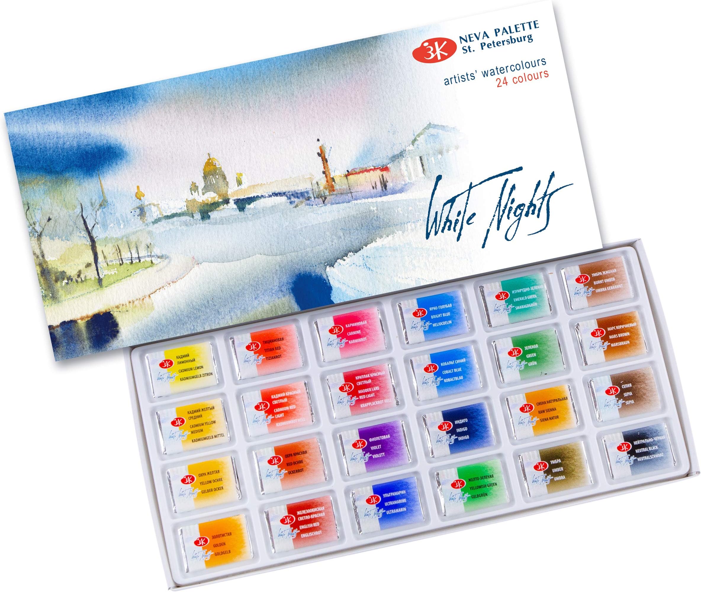 Watercolours Russian Artist's Paints with 24 Blocks