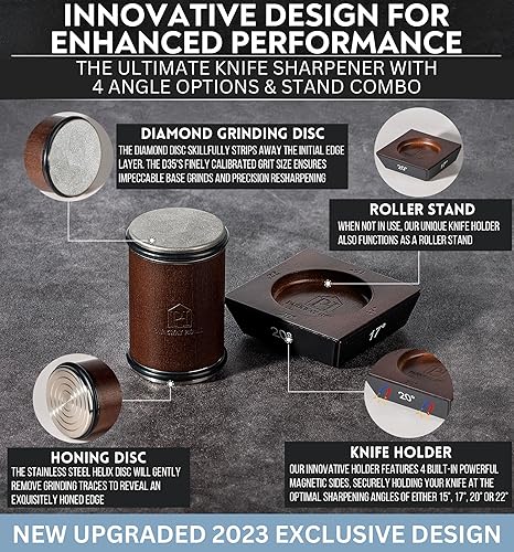 Miniatura 2 de Afilador de cuchillos rodantes con punta de cuero y ángulos de 15, 17, 20 y 22 grados, kit de afilador de cuchillos, sistema de afilado de cuchillos