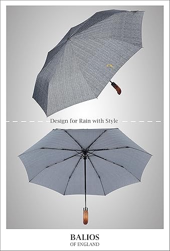 Miniatura 3 de Prestige - Paraguas plegable de viaje, mango de madera hecho a mano, apertura y cierre automático