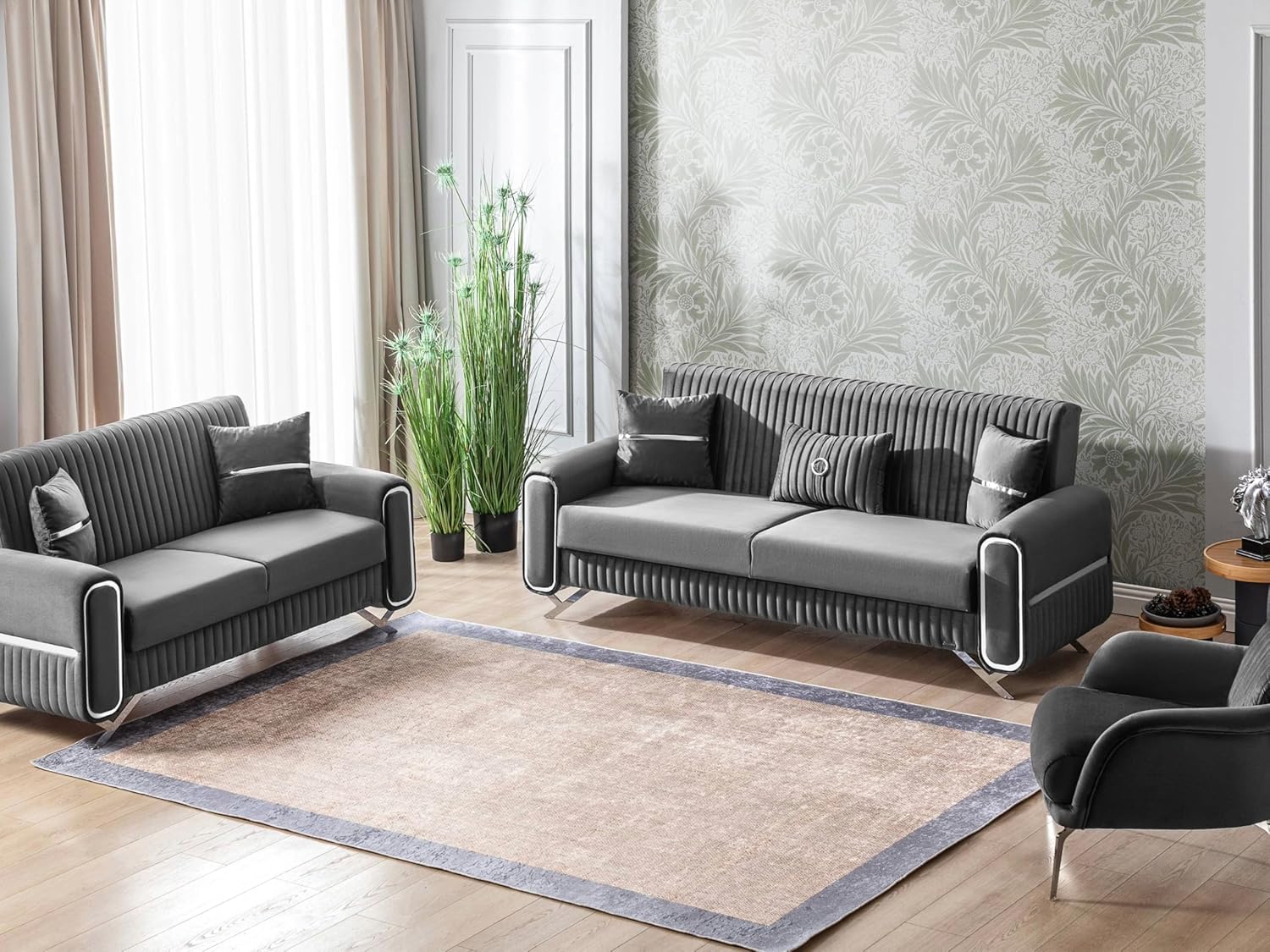 Sweet Homes Stores Escalade 37" Upholstered Armchair with Storage, Firm, Fabric, 1 Seater, Accent Chair for Living Room or Home Office, Grey