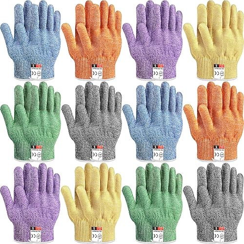 Hercicy 12 pares de guantes resistentes a los cortes, protección de nivel 5, guantes de corte de seguridad, guantes de cocina para chefs de jardín