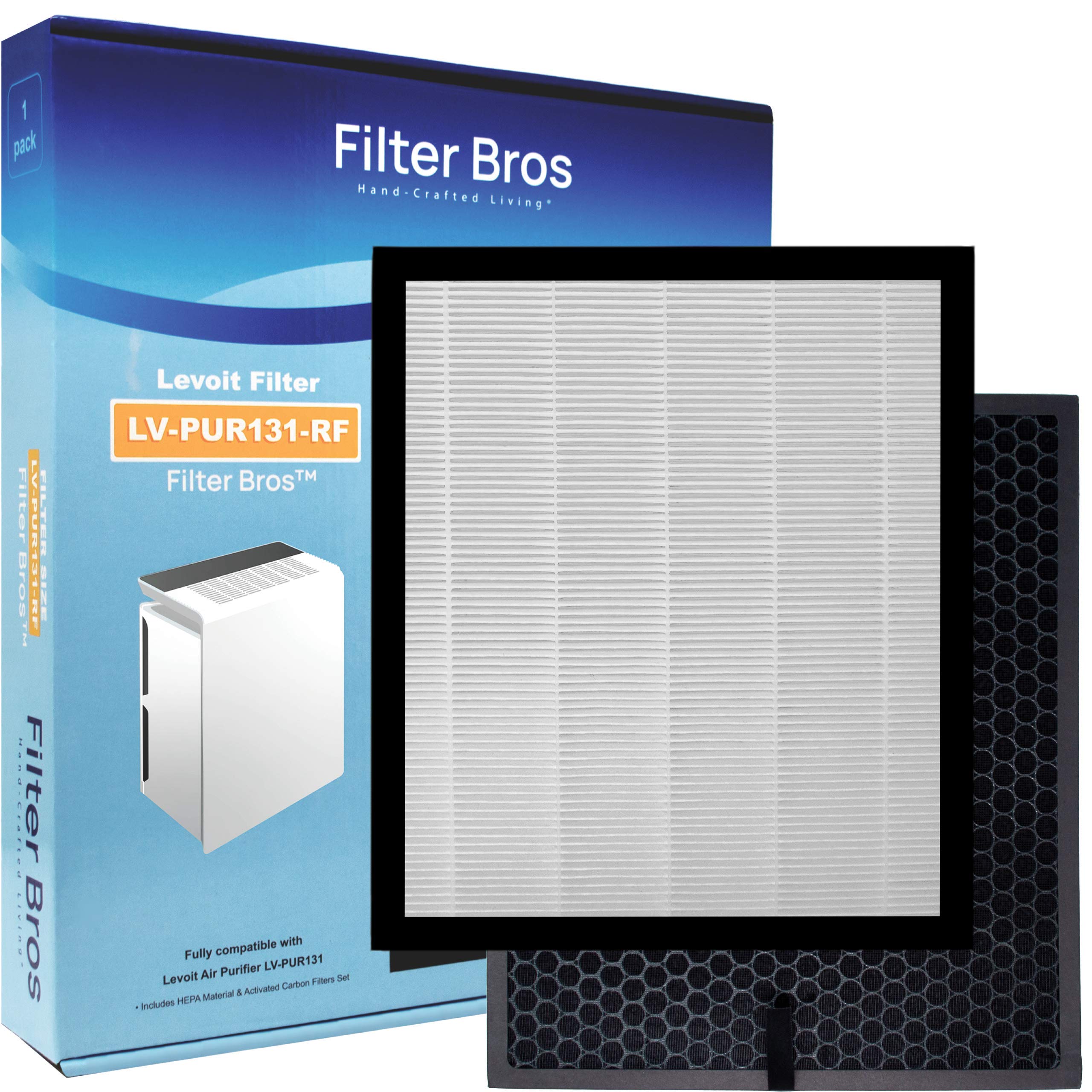 Filter Bros Hand-Crafted Living LV-PUR131-RF HEPA + Carbon Replacement Set Fits LEVOIT PUR131