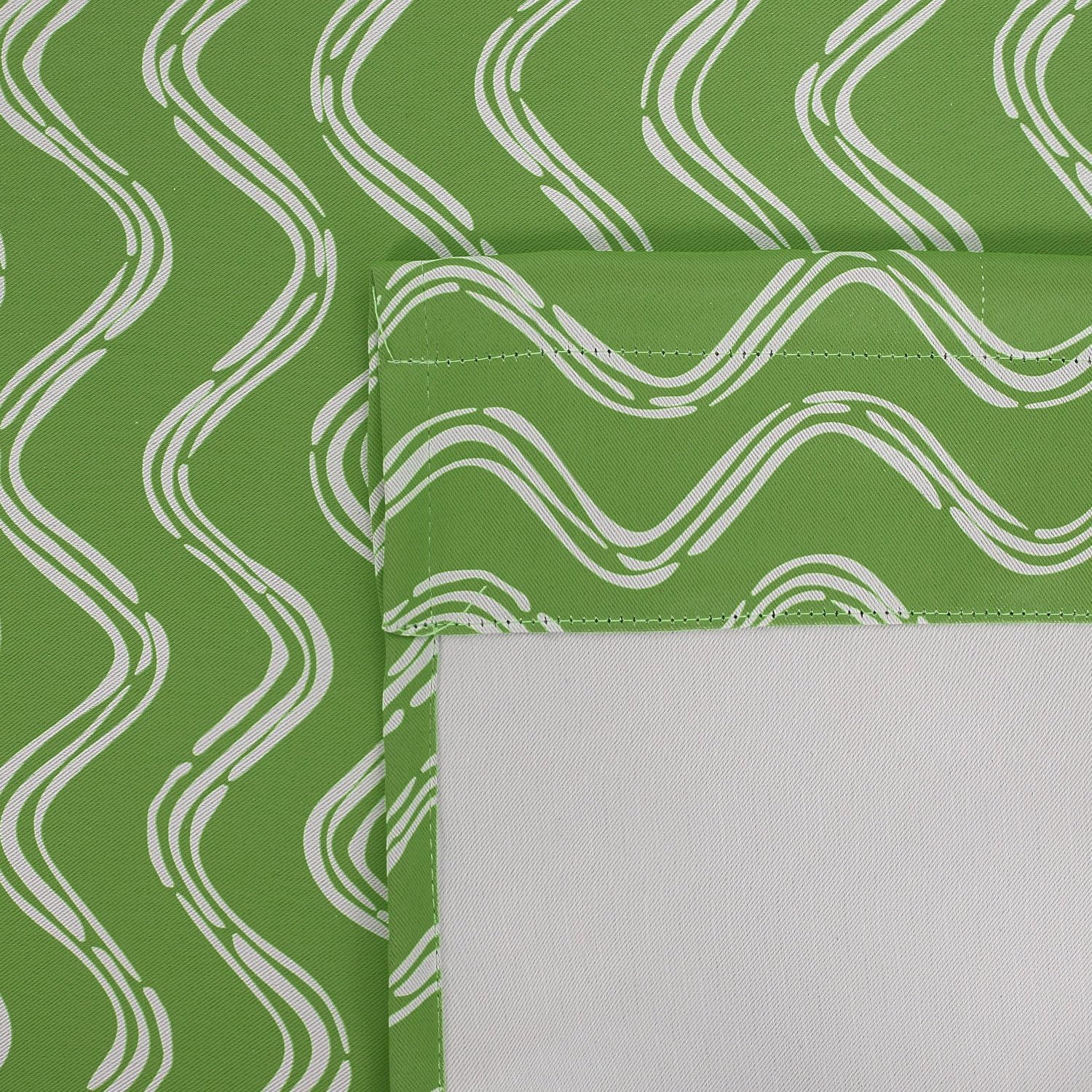 Deconovo Rod Pocket Curtains Ocean Wave Print Blackout Window for Bedroom, 42x84 Inch, Green