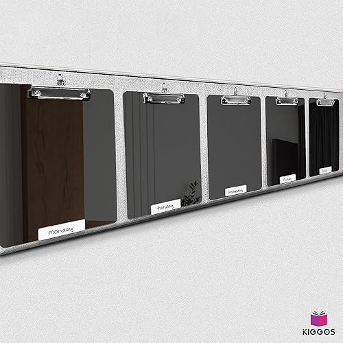 Miniatura 7 de Paquete de 25 portapapeles de plástico negros con clip de metal de perfil bajo de 12.5 x 9 pulgadas, juego de clase a granel de acrílico negro para