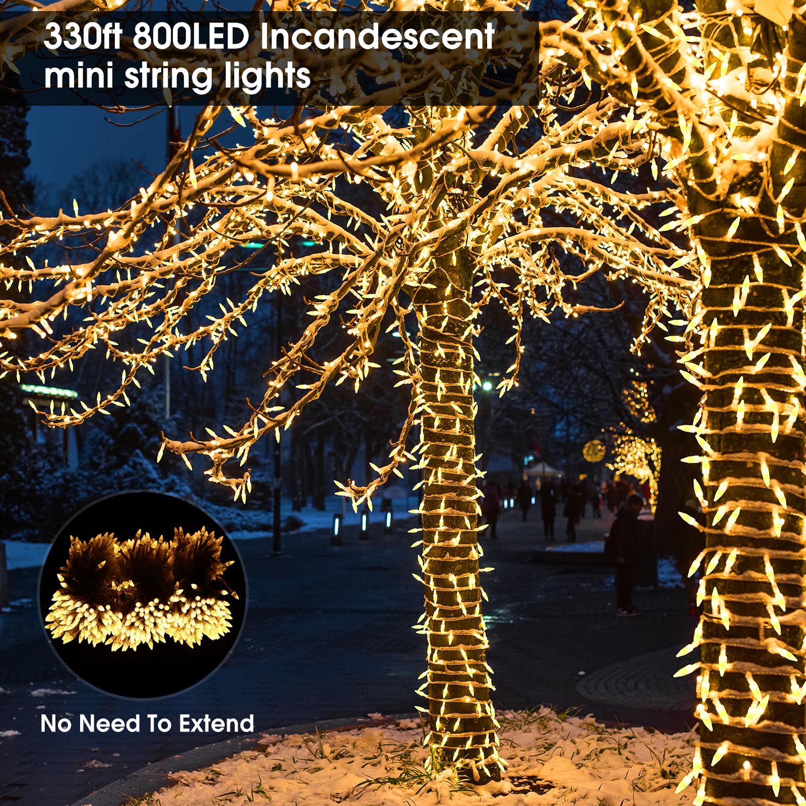 100M 800LEDs Lichterkette Außen Inner mit Stecker,Diamant Lang Lichterkette Outdoor IP44 Wasserdicht mit Fernbedienung,Timer für Hochzeit Balkon Ostern Garten,Warmweiß