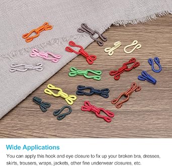 UXcell Sewing Hooks & Eyes Closure, Polyester Sewing Hooks & Eyes for DIY Craft