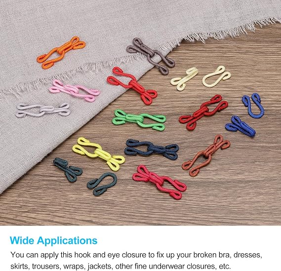 UXcell Sewing Hooks & Eyes Closure, Polyester Sewing Hooks & Eyes for DIY Craft