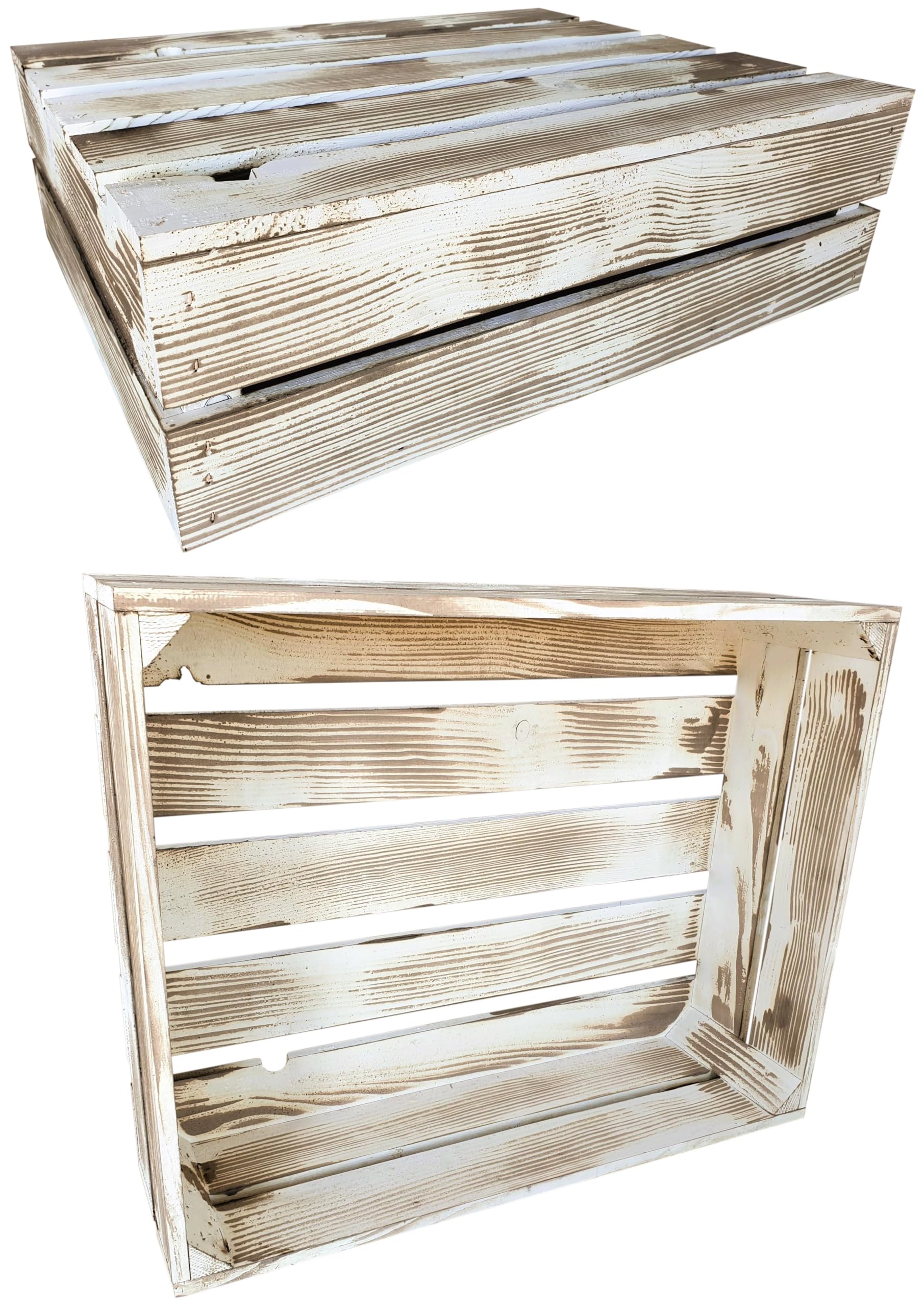 Holzkisten Reg 4er Set 50 x 40 x 15cm Vintage | Dekokisten aus Holz Massive Holzkiste Regalkiste Weinkiste